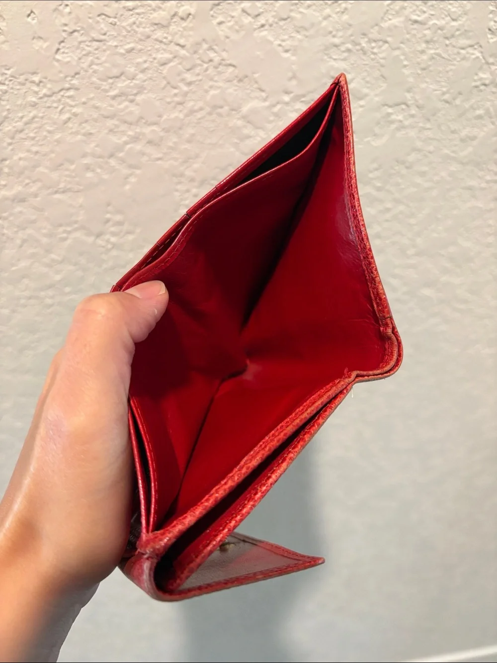 Loewe Red Leather Compact Wallet with Embossed Logo